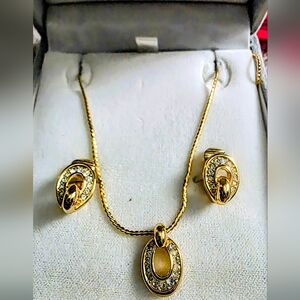 Dior Vintage 1980 Necklace And Clip On Earring Set. In Box